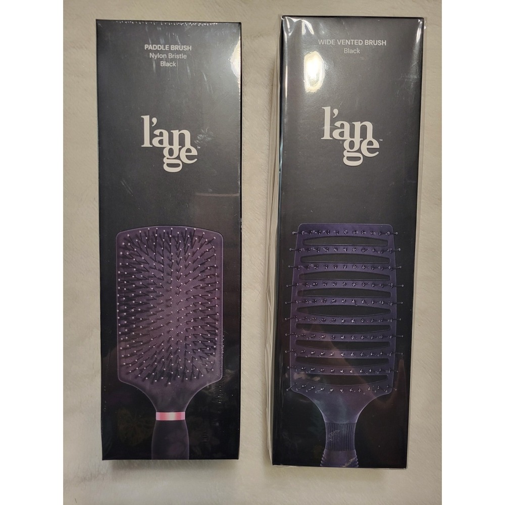 Lot of 2 New L'ange Hair Brushes - (1) Siena Black Paddle & (1) Wide Vented